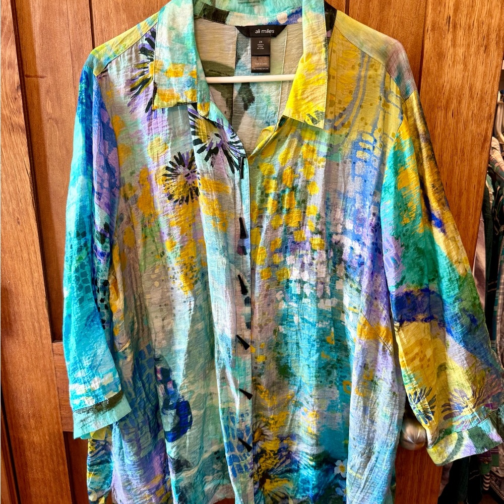 Ali Miles Multicolor Abstract Blouse